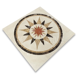 Starburst Emperador Rojo Marble Medallion Inlay Waterjet
