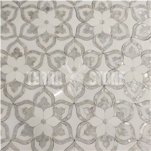 Thassos Mother Of Pearl Waterjet Marble Mosaic Tile