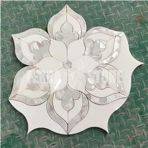 Thassos Mother Of Pearl Waterjet Marble Mosaic Tile