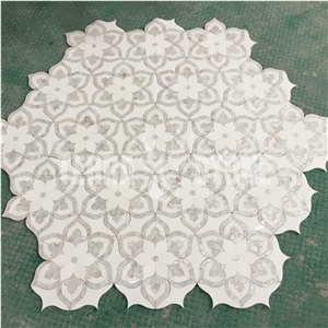 Thassos Mother Of Pearl Waterjet Marble Mosaic Tile