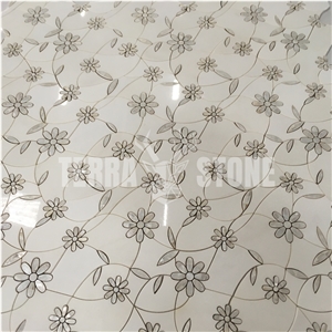 Thassos White Mother Pearl Of Shell Water Jet Mosaic Tile