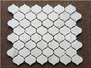 Volakas White Marble Lantern Mosaic Water Jet Tile