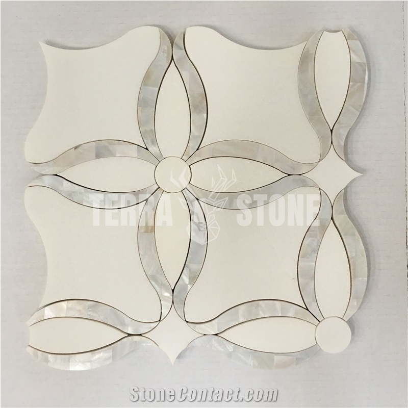 Water Jet Marble Mix Mother Pearl Shell Lantern Mosaics