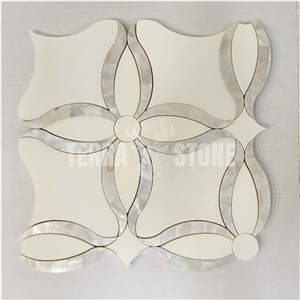 Water Jet Marble Mix Mother Pearl Shell Lantern Mosaics