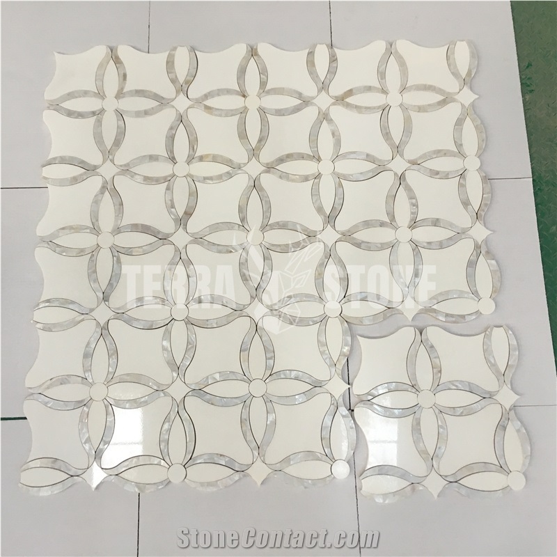 Water Jet Marble Mix Mother Pearl Shell Lantern Mosaics
