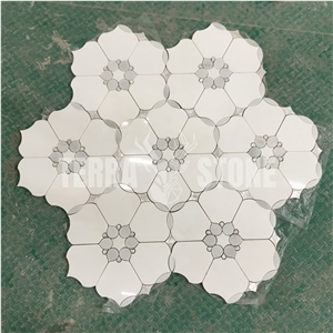 Water Jet Marble Mosaic With Mother Pearl Of Shell Tile