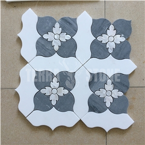 Water Jet Marble With Brass Inlay Mosaic Stone Wall Tile