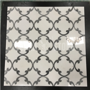 Waterejet Flower White Marble Mother Pearl Shell Mosaic Tile