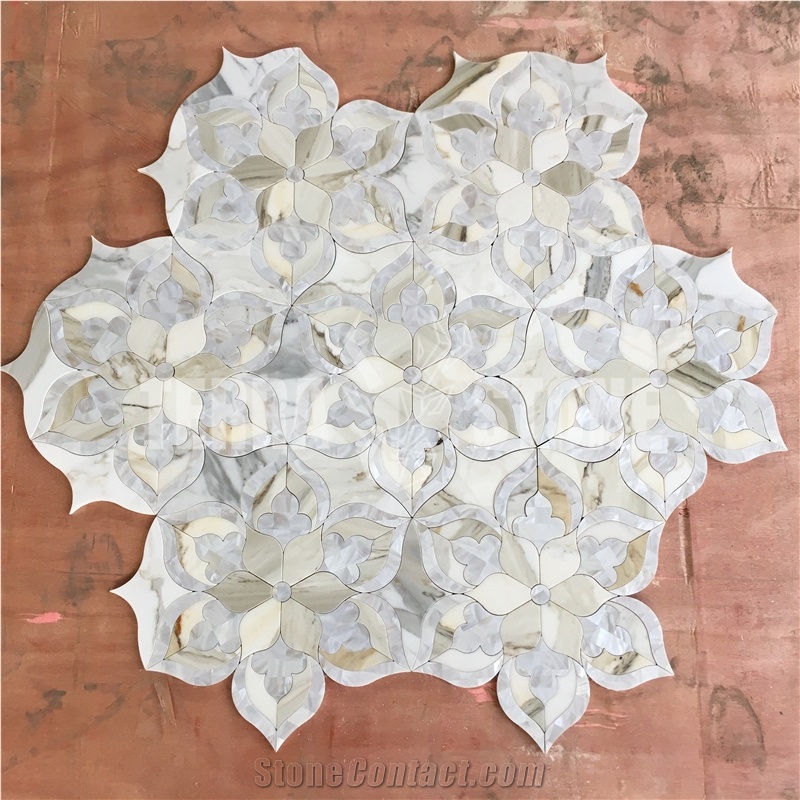 Waterjet Marble Shell Mosaic Tile Stone Flower Wall Floor