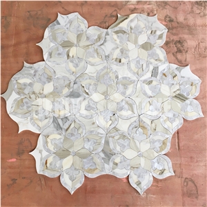 Waterjet Marble Shell Mosaic Tile Stone Flower Wall Floor