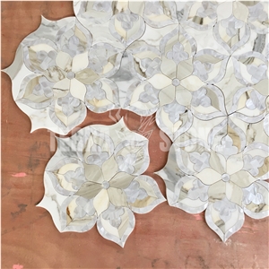 Waterjet Marble Shell Mosaic Tile Stone Flower Wall Floor