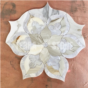 Waterjet Marble Shell Mosaic Tile Stone Flower Wall Floor