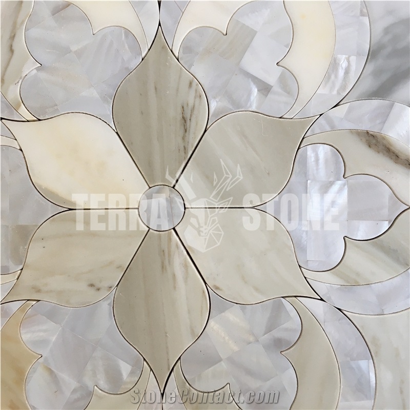 Waterjet Marble Shell Mosaic Tile Stone Flower Wall Floor