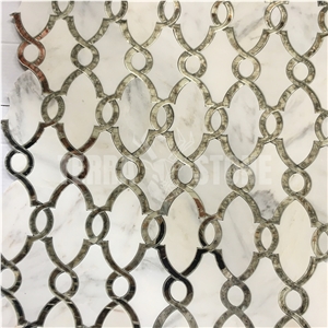 Waterjet Mosaic Glass Tile White Waterjet Mosaic Tile