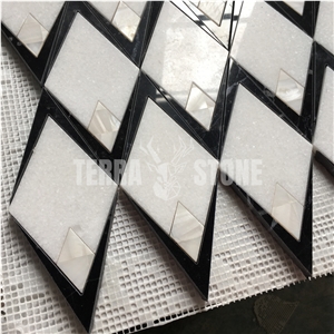Waterjet Mosaic Marble With Mother Pearl Of Shell Tile