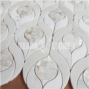 Waterjet Mosaic Mother Pearl Of Shell And Marble Tile