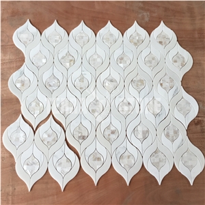 Waterjet Mosaic Mother Pearl Of Shell And Marble Tile