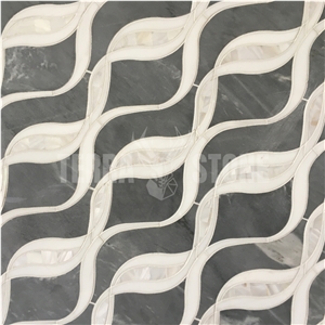 Waterjet Mosaic Stone Bathroom Wall Tile Mother Pearl Shell