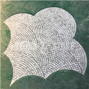 White Marble Fan Design Carrara Mosaic Pattern Bathroom Tile