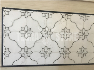 White Marble Mother Pearl Of Shell Inlay Waterjet Mosaic