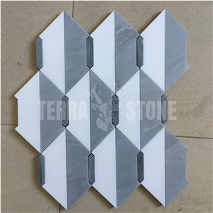 White Marble Mother Pearl Shell Waterjet Round Mosaic Tile