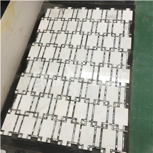 White Natural Marble With Mother Pearl Shell Waterjet Mosaic