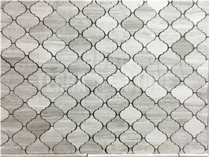 White Wooden Grain Marble Chevron Mosaic Stone Tile