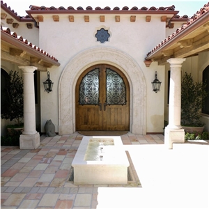 Beige Limestone Door Surround In Half Round Top