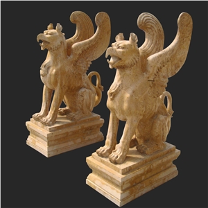 Brown Limestone Griffin Stone Carving Statue Brown Limestone Griffin Stone Carving Statue