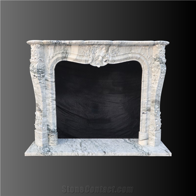 China Arabescato French Style Fireplace Mantel