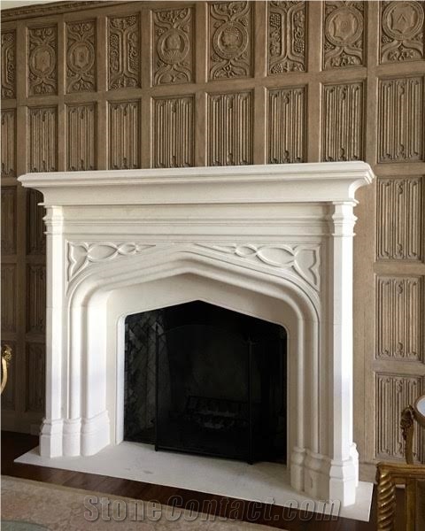 Gorthic Limestone Fireplace Mantel
