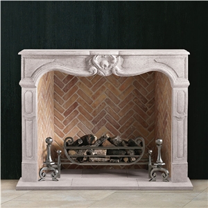 Portugal Cream Limestone Fireplace Mantel 004