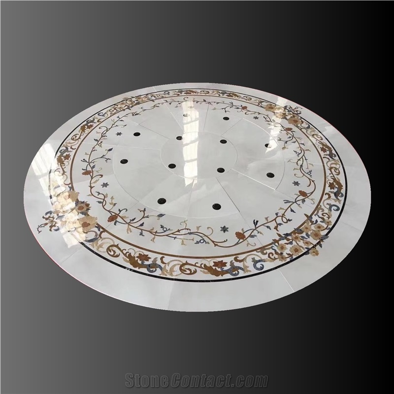 White Back Ground Waterjet Medaliion For Enyrance Lobby