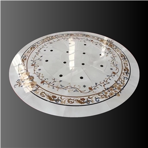 White Back Ground Waterjet Medaliion For Enyrance Lobby