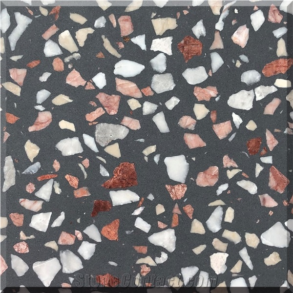 Grey Terrazzo Abstract Background Vector Image Pink White