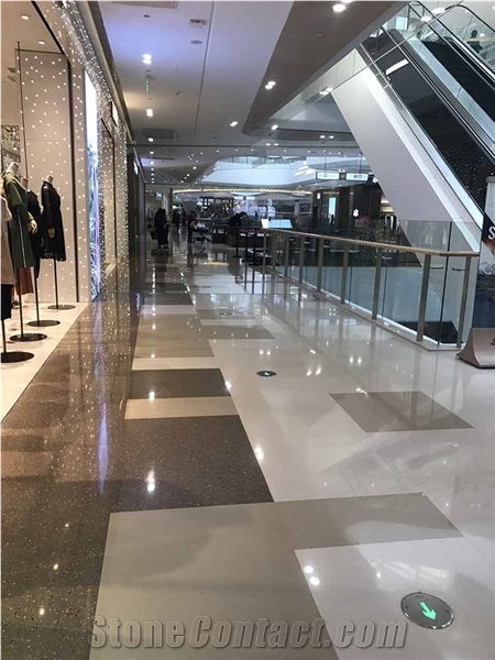 Grey Terrazzo Pattern Terrazzo Waterjet Public Flooring