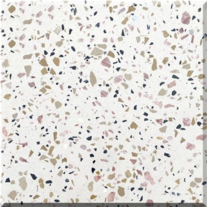 Pink Blush Terrazzo With Yellow Terrazzo Concrete Tile