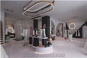 Royal White Terrazzo White Marble Resin Agglomerate Cement