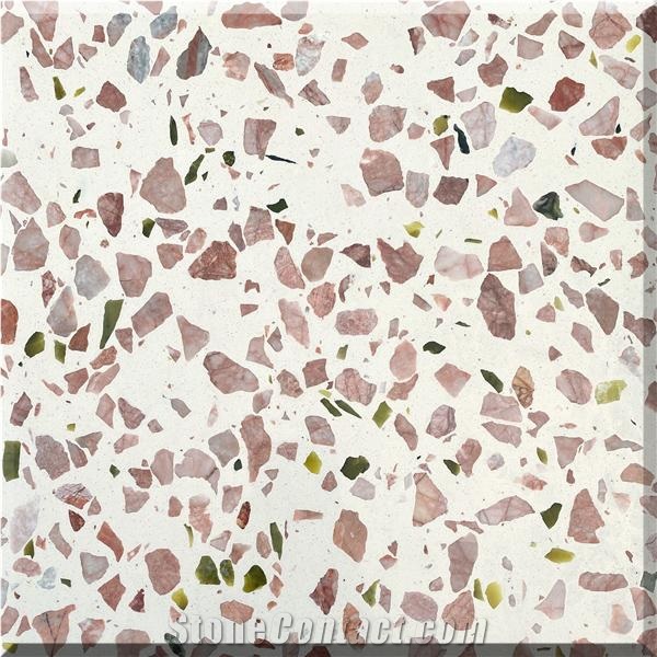 Soft Pink Terrazzo Flooring Seamless Pattern Vector Texture