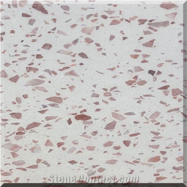 Terrazzo Texture Vector Seamless Pattern White Pink Terazzo