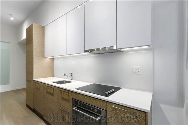 Ultra Pure White Quartz Top Project Kitchen Countertop