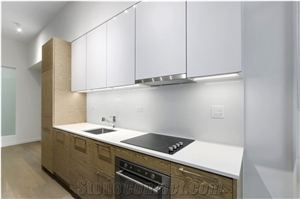 Ultra Pure White Quartz Top Project Kitchen Countertop
