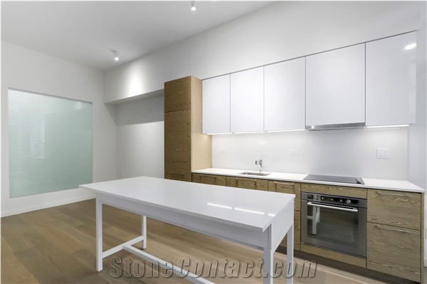 Ultra Pure White Quartz Top Project Kitchen Countertop
