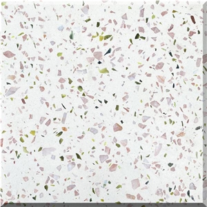 White Terrazzo Abstract Background Seamless Pink Green