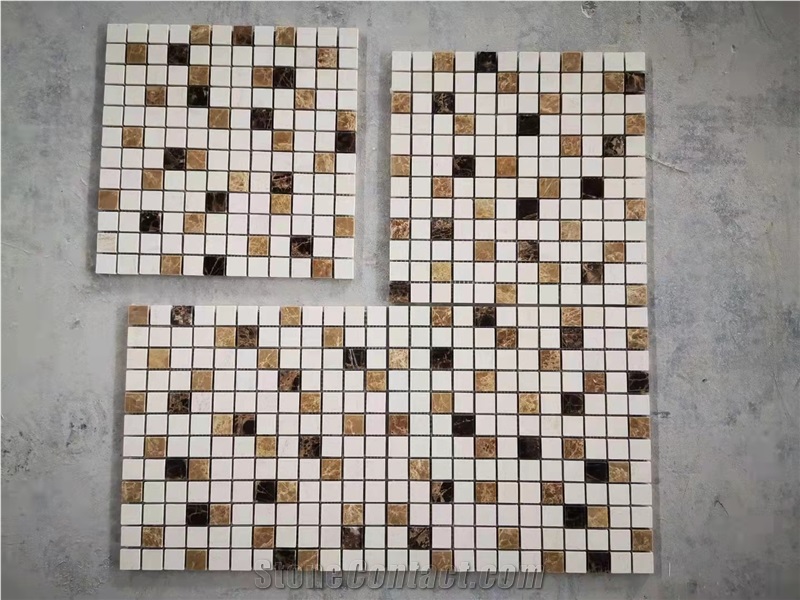 Beige Marble Dark Emperador Light Emperador Squre Mosaic