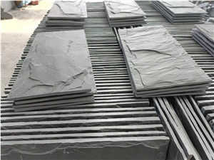 Black Slate Mushroomed Split Wall Stone, Mushroom Stone Split Face Cladding