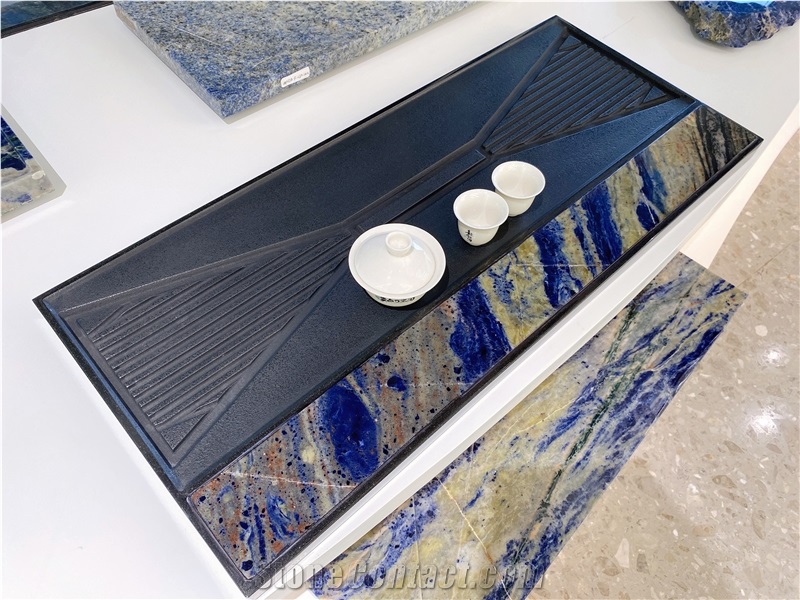 Blue Sodalite Granite Blue Stone Tea Tray Teaboard Stonework