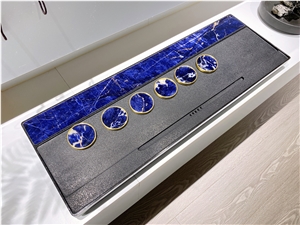 Blue Sodalite Granite Blue Stone Tea Tray Teaboard Stonework