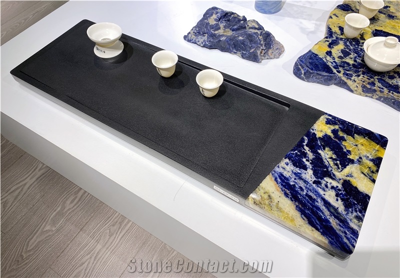 Blue Sodalite Granite Blue Stone Tea Tray Teaboard Stonework