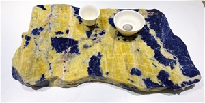 Blue Sodalite Stone Tea Tray Teaboard Craft